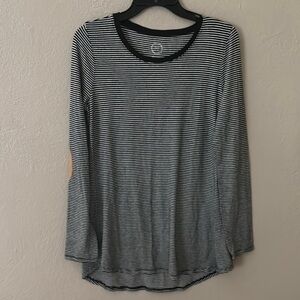 Women’s Maurice’s 24/7 long-sleeve Top, Medium, Black/White Stripe